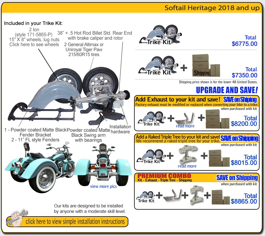 trike kit for softail heritage frankenstein trikes trike kit pricing and contents harley davidson trike kit
